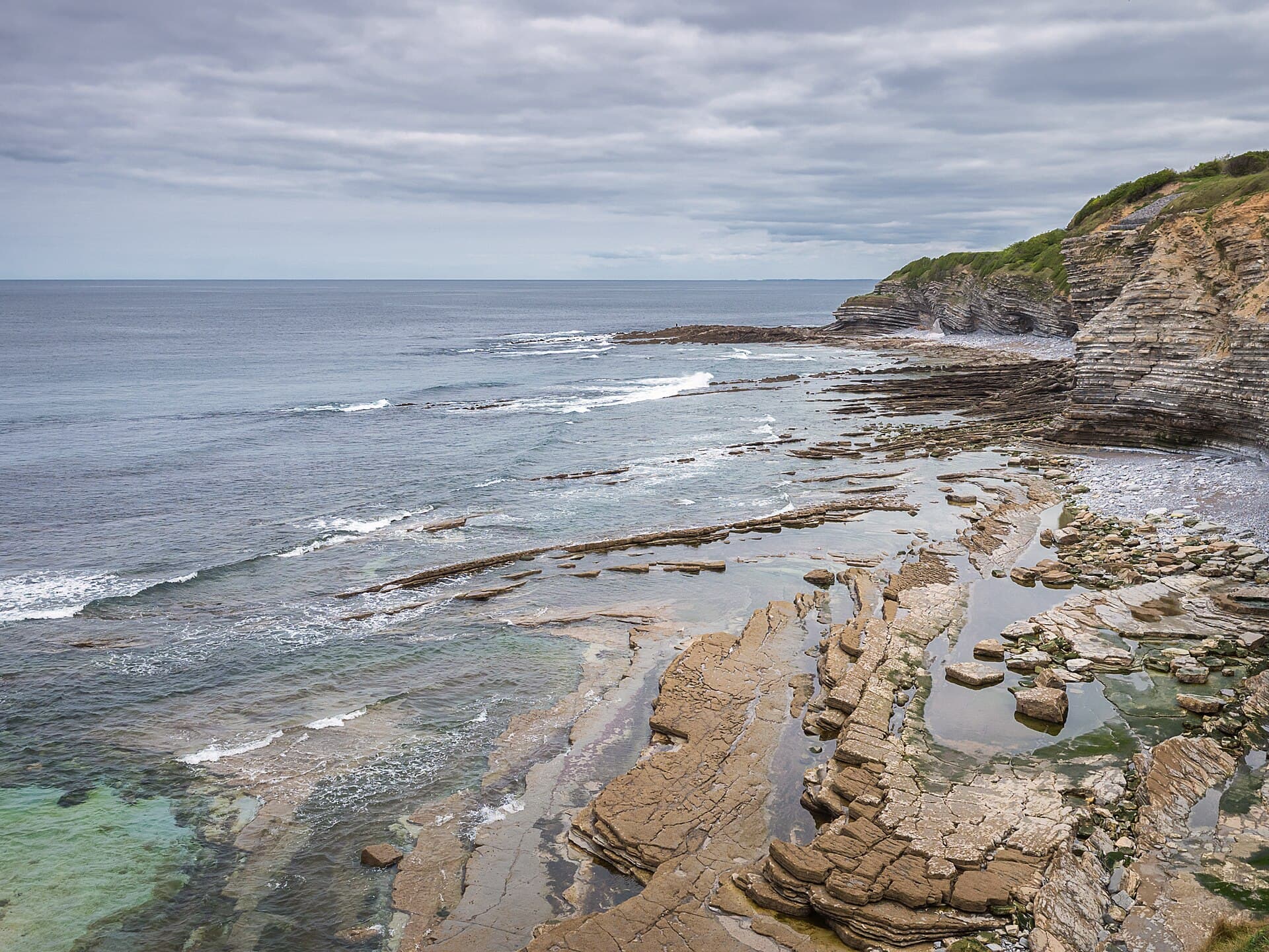 The Basque Coast viewed from Pointe de Sainte Barbe. Flysch. Saint-Jean-de-Luz, Basque Country, France